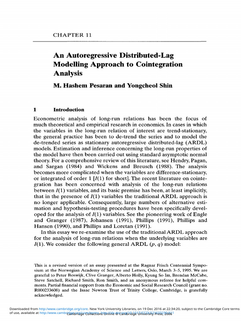 An Autoregressive Distributed-Lag by PEARSAN | PDF | Ordinary Least ...