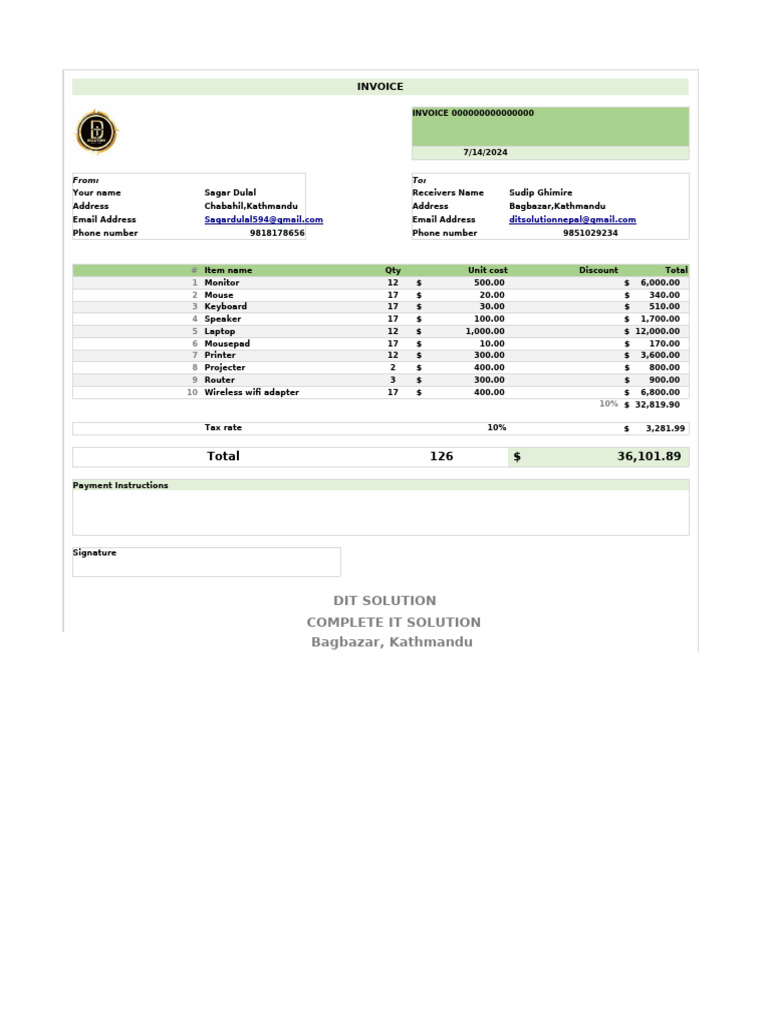 Detailed IT Equipment Invoice | PDF | Computer Science | Computer Hardware