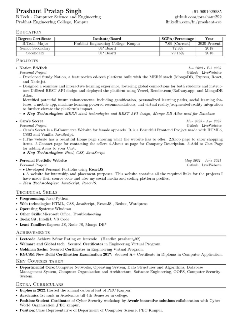 Prashant Resume | PDF | Java Script | Computing