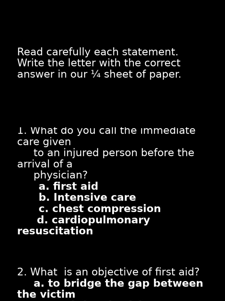 First Aid Quiz: Assess Your Knowledge | PDF
