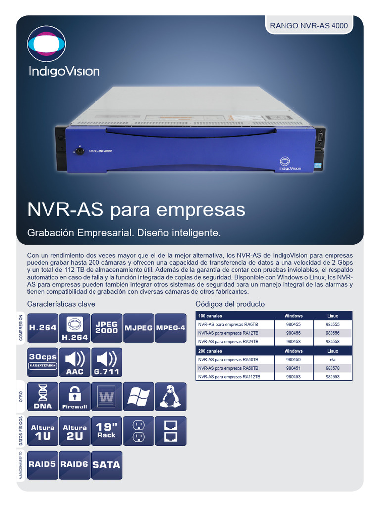 Indigo NVR As 4000 Enterprise | PDF | Disco duro | Hardware de la ...