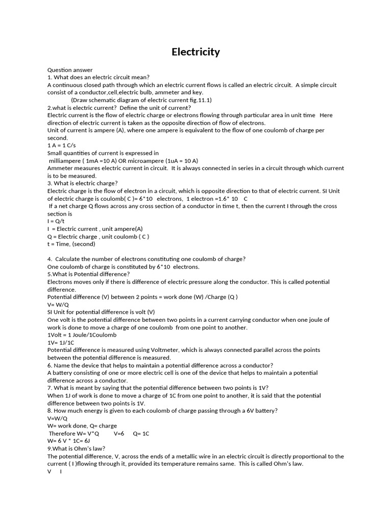 Electricity | PDF | Electrical Resistance And Conductance | Electrical ...