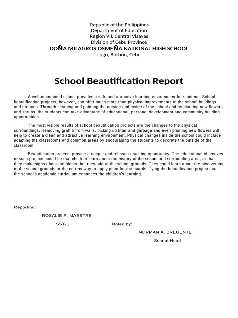 Beautification Report | PDF | Wellness