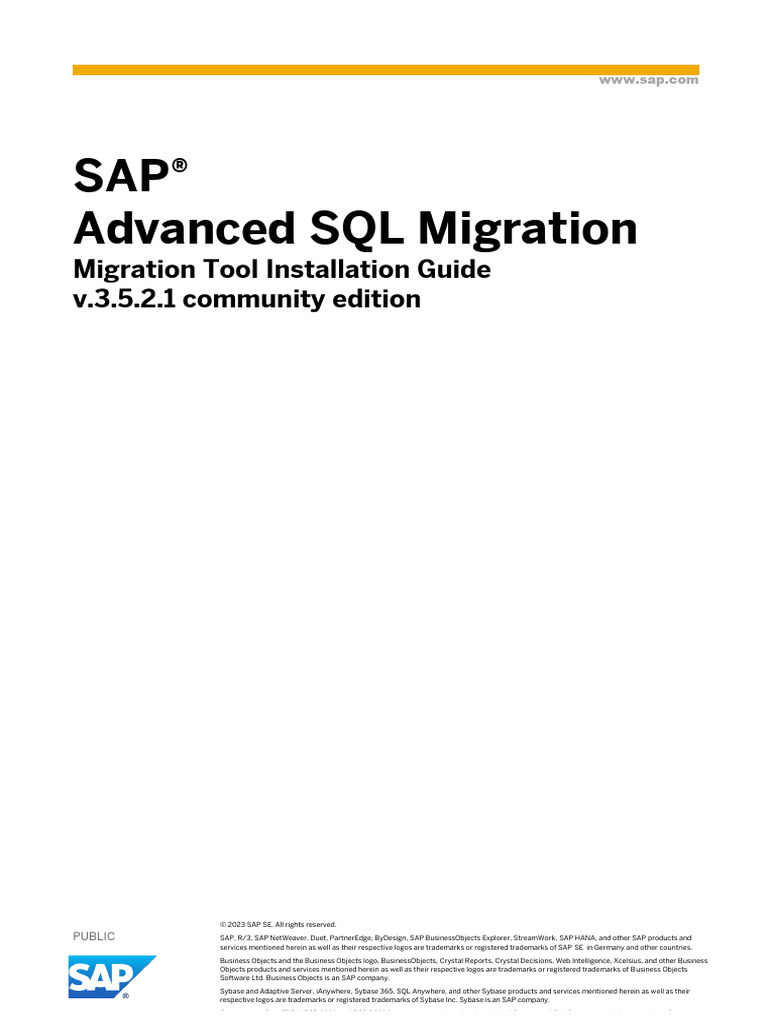 SAP® Advanced SQL Migration Tool Installation Guide v3.5.2.1 | PDF ...