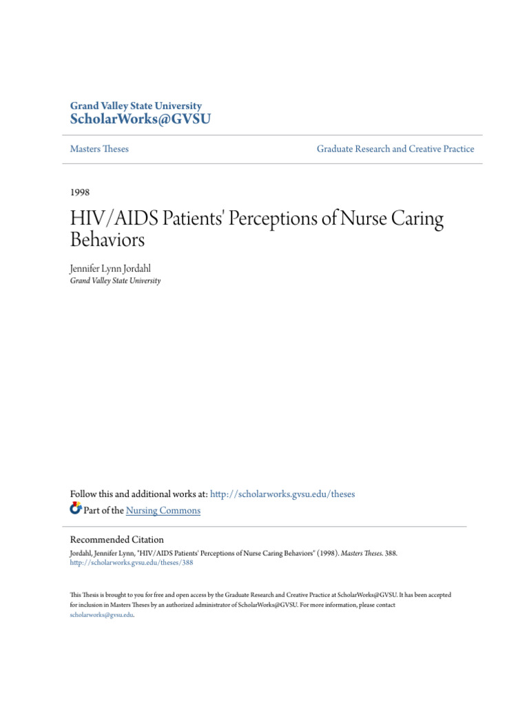 HIV - AIDS Patients Perceptions of Nurse Caring Behaviors | PDF | Hiv ...