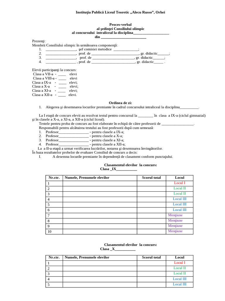 Proces Verbal Model | PDF