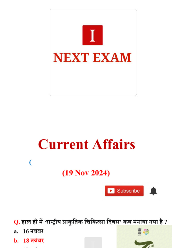 19 Nov 2024 Current Affairs | PDF