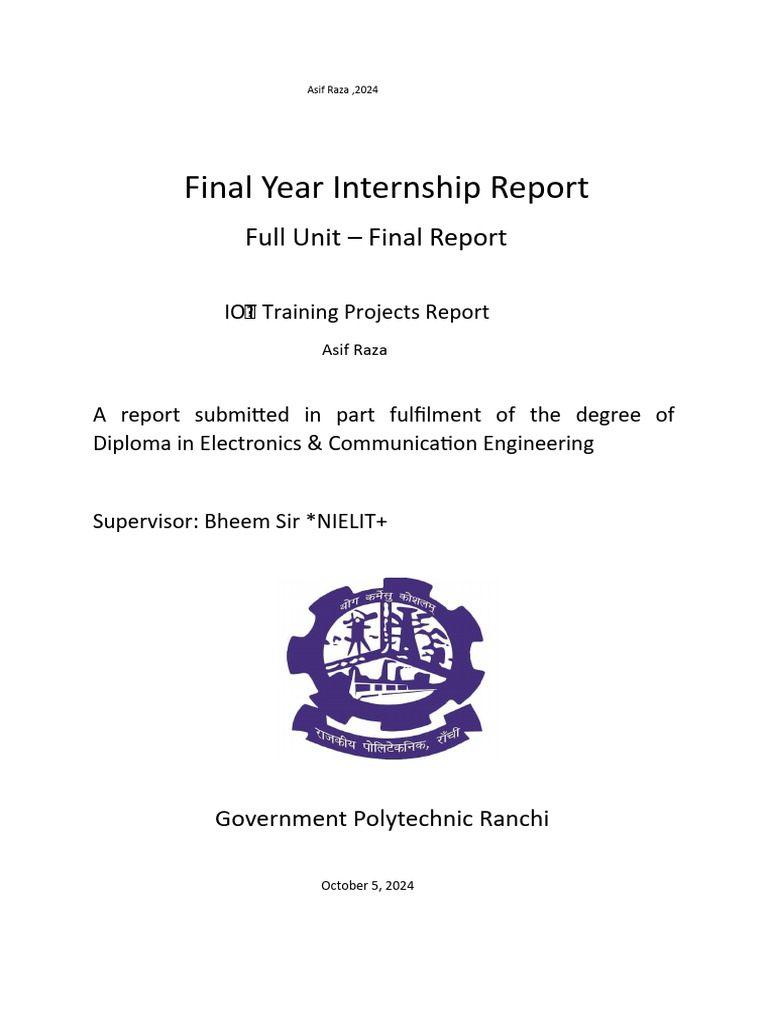 Internship Report | PDF | Arduino | Internet Of Things