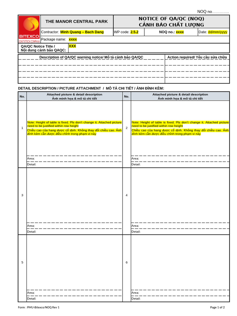 07 NOQ Form - Notice of QAQC (Rev-1) | PDF