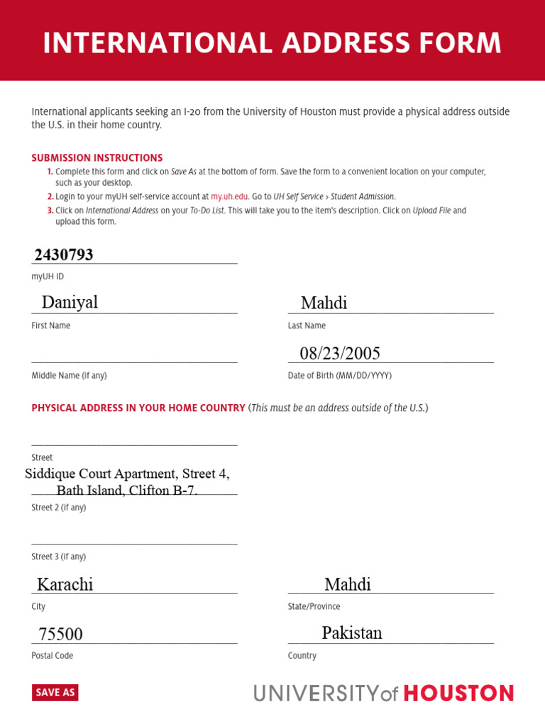 I-20 International Address Submission Guide | PDF