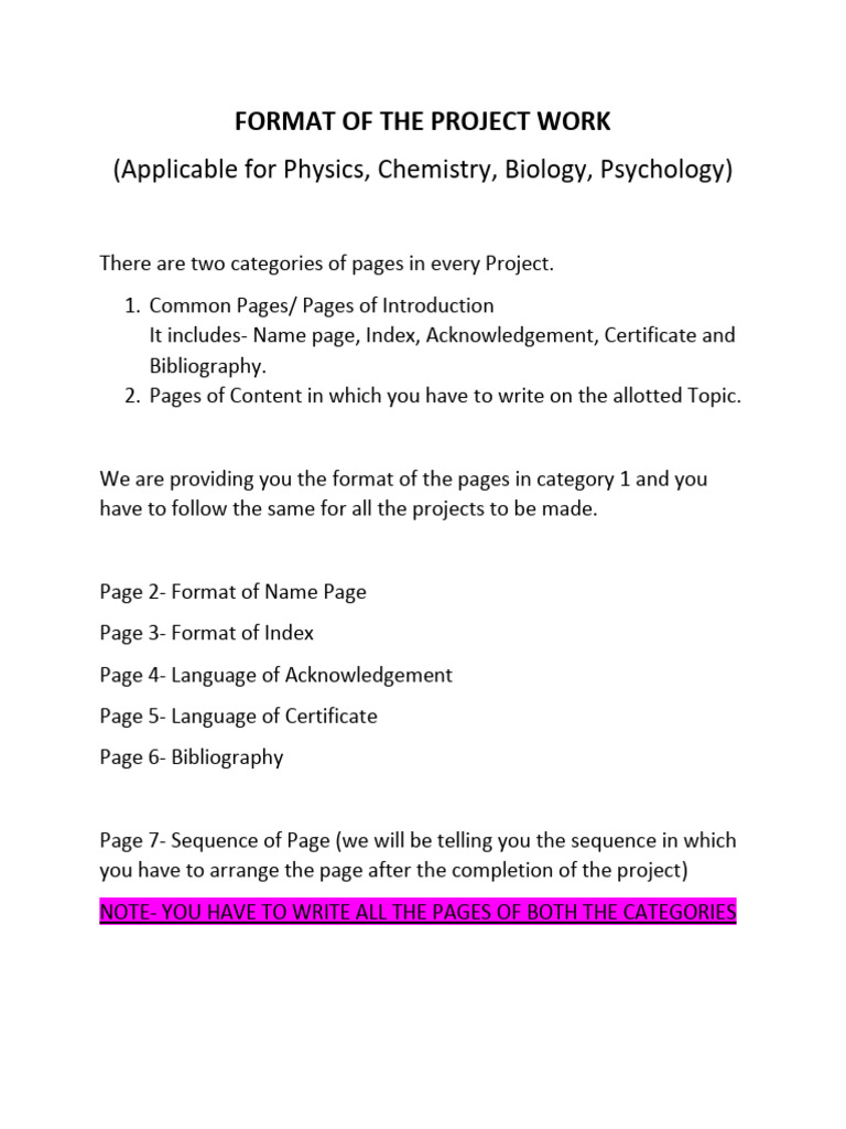Project Work Format Guidelines | PDF | Business