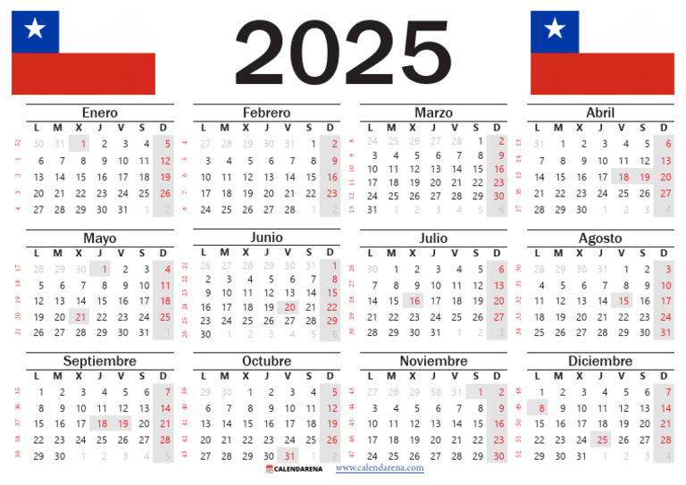 Calendario 2025 Chile para Imprimir | PDF