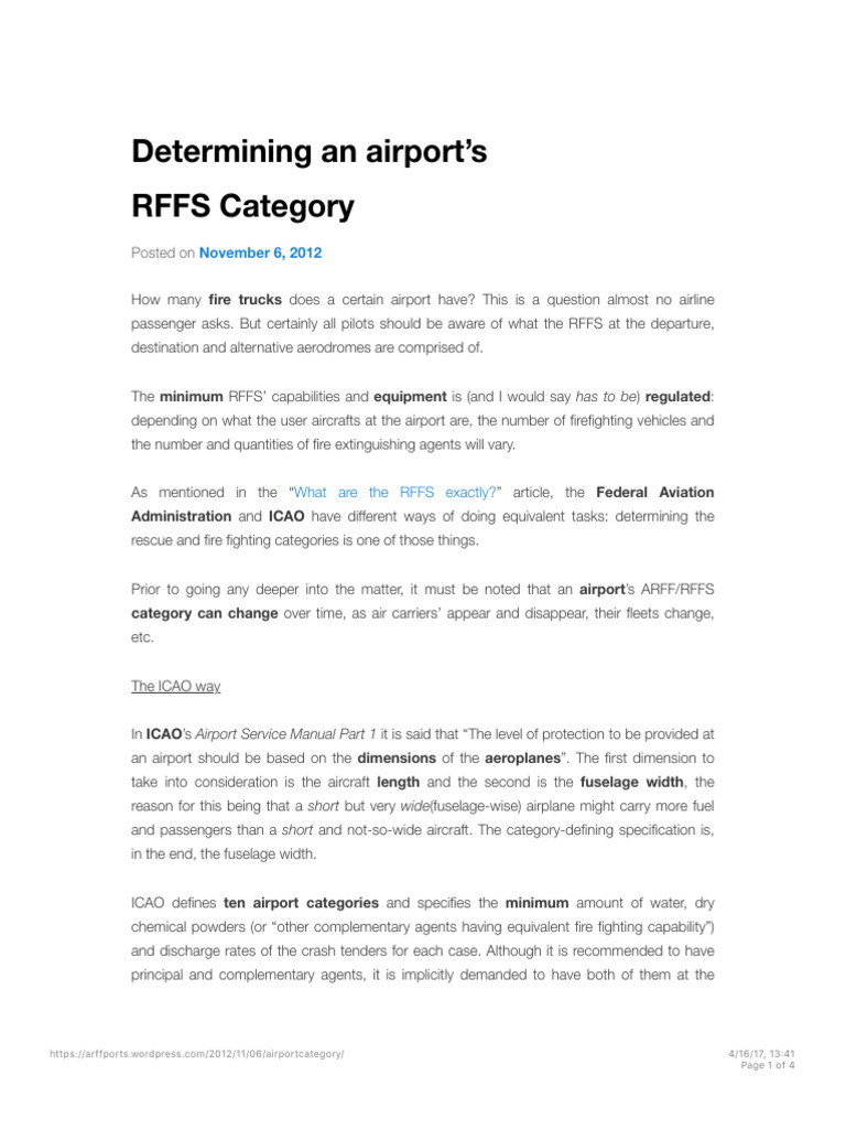 ICAO RFFS Category Overview | PDF | Airport | Aviation
