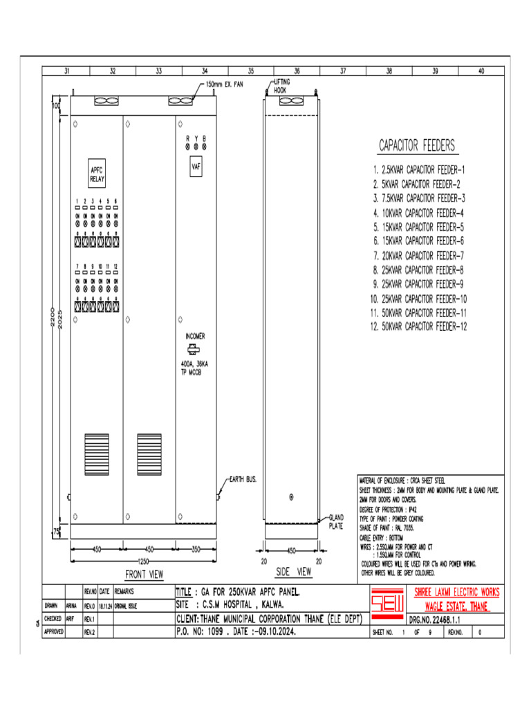 250KVAR APFC Drawings. | PDF