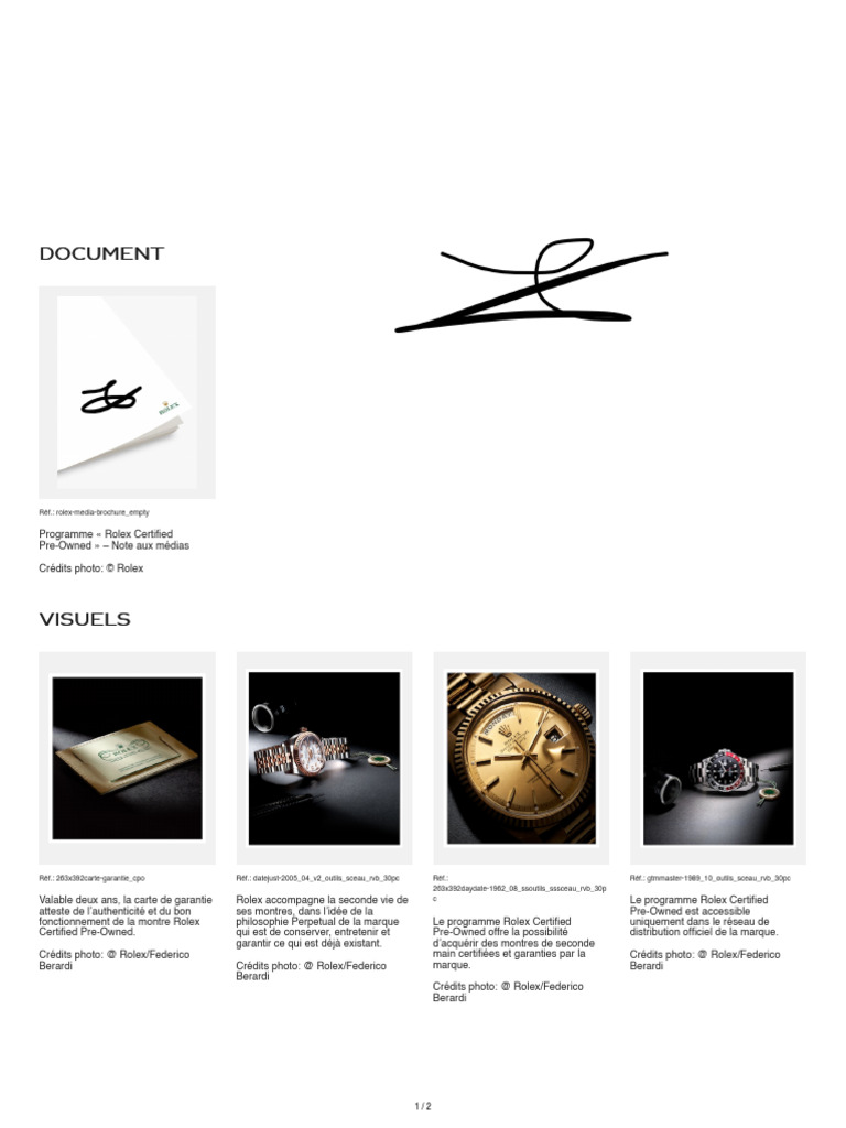 Programme Rolex Certified Pre-Owned | PDF | Montre (horlogerie)
