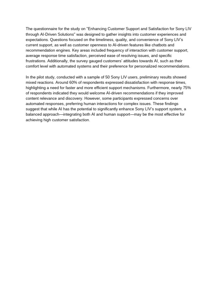 Questionnaire and Pilot Study Results | PDF