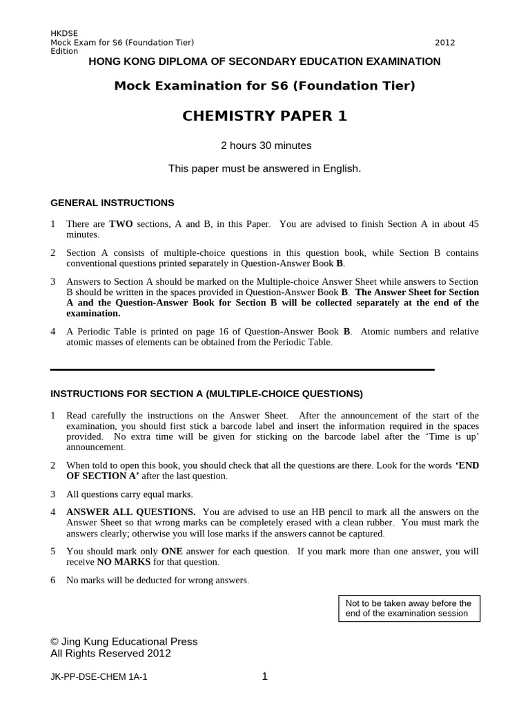 Free Mock F6 Fondation Paper 1A | PDF | Atoms | Physical Sciences