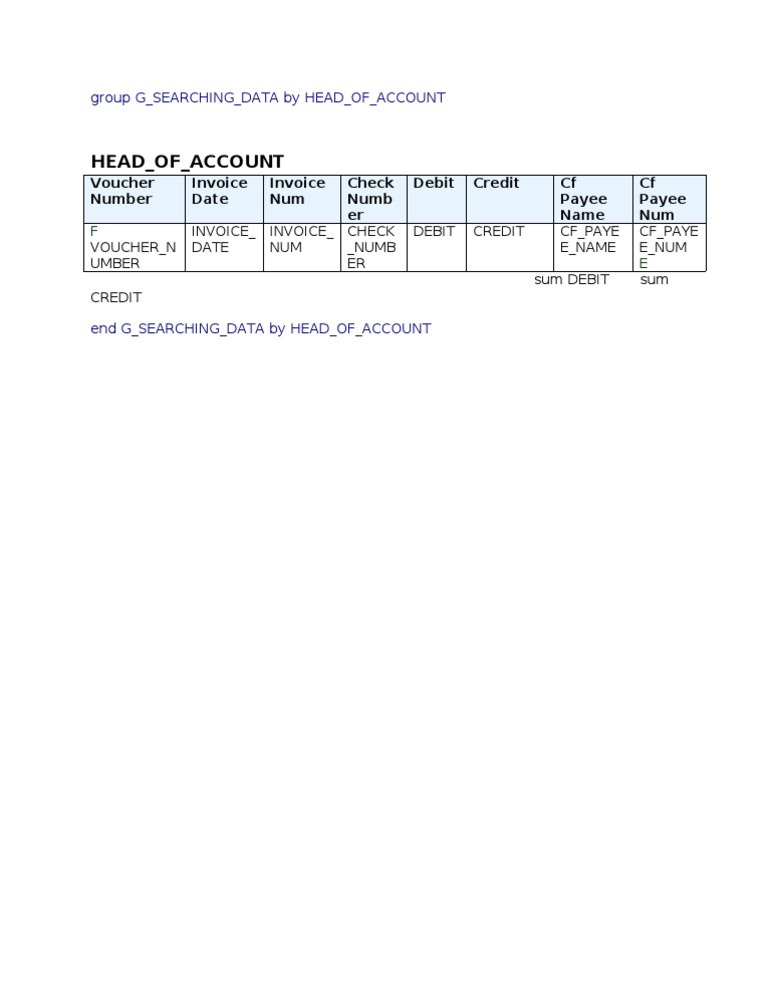 Account Head Data Summary | PDF