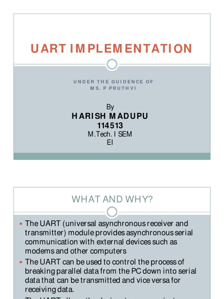 UART Implementation Guide for M.Tech | PDF | Transmitter | Computer ...