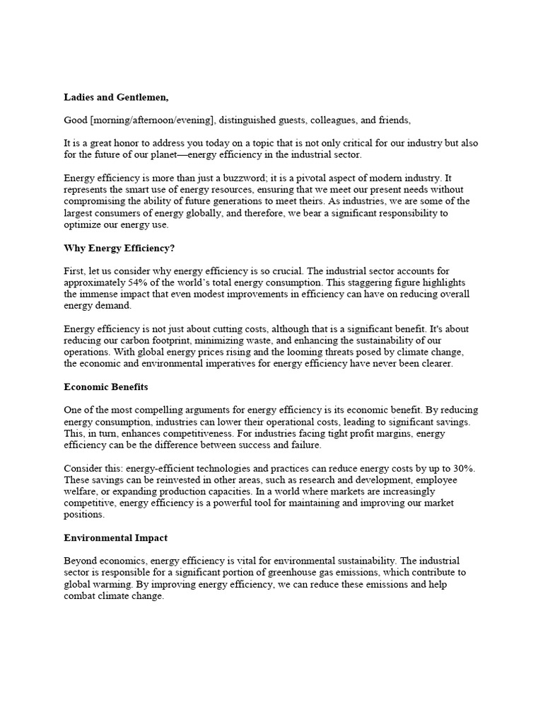 Energy Efficiency in Industry: A Necessity | PDF | Efficient Energy Use ...