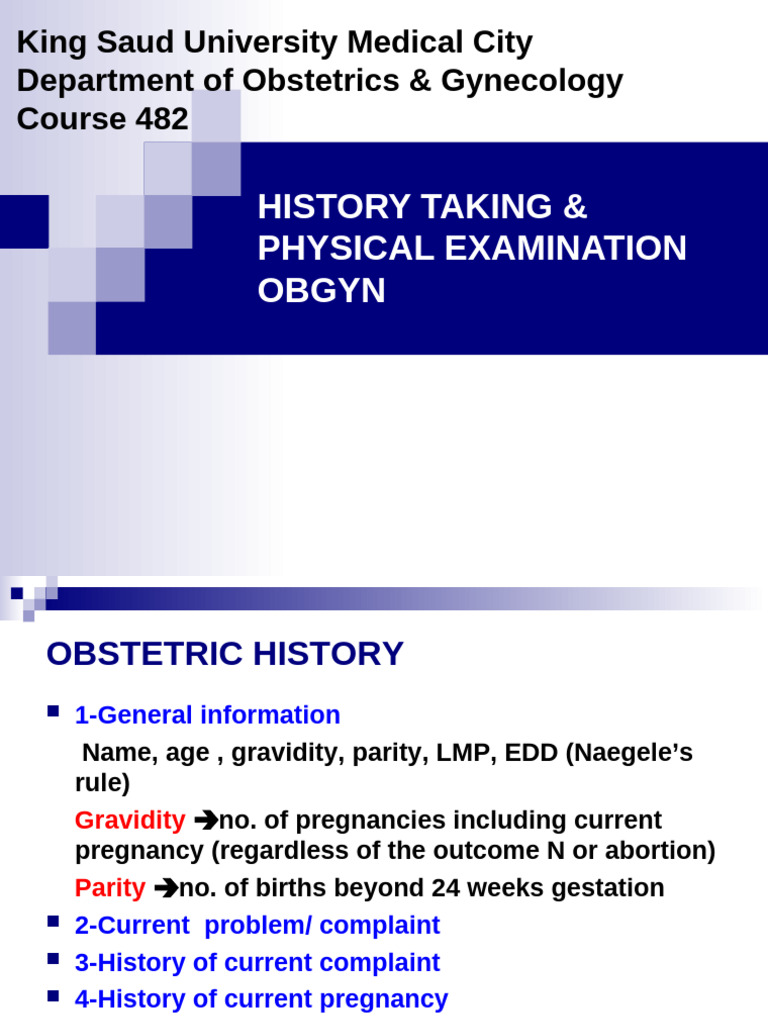 L2 - History Taking in OBGYN 2 | PDF | Obstetrics | Pregnancy