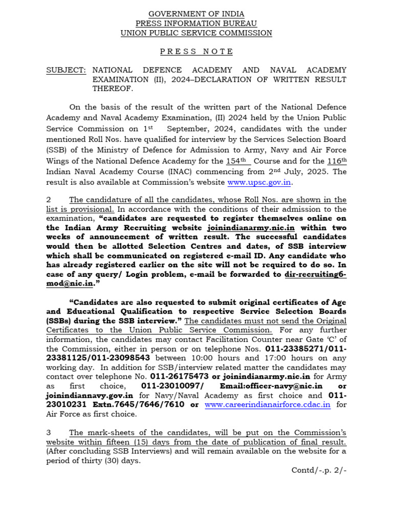 WR NDA NA II 2024 Roll Engl 200924 | PDF | Government