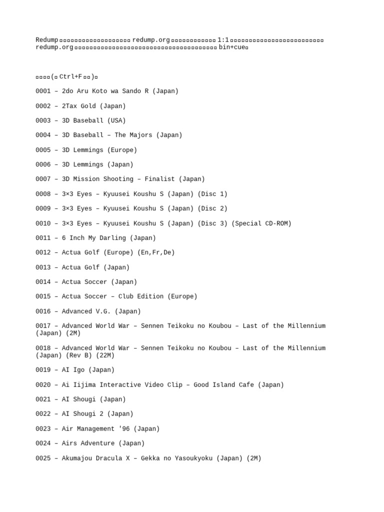 Redump Game Collection List | PDF | History