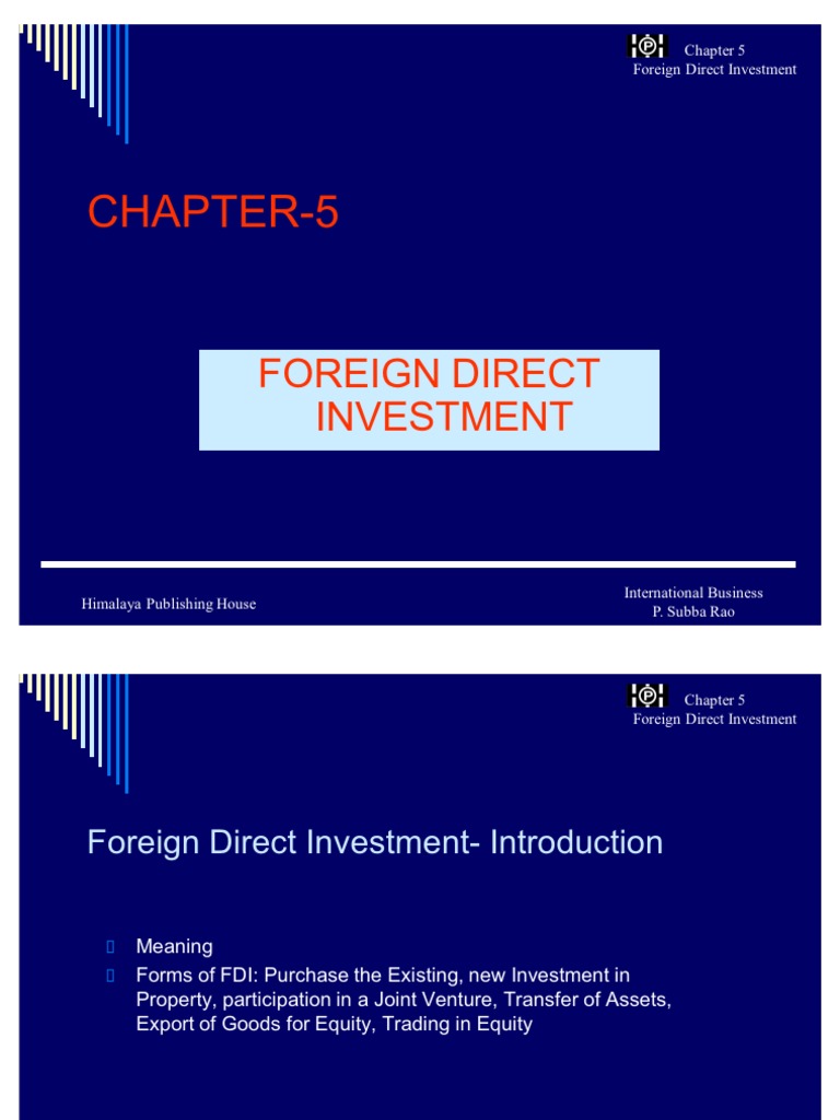 Chapter-5: Foreign Direct Investment | PDF