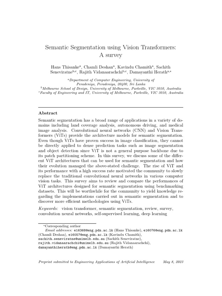 Vision Transformers for Semantic Segmentation | PDF | Image ...