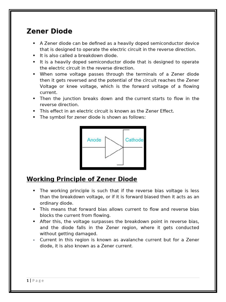 Understanding Zener Diodes and Their Functions | PDF | P–N Junction | Diode