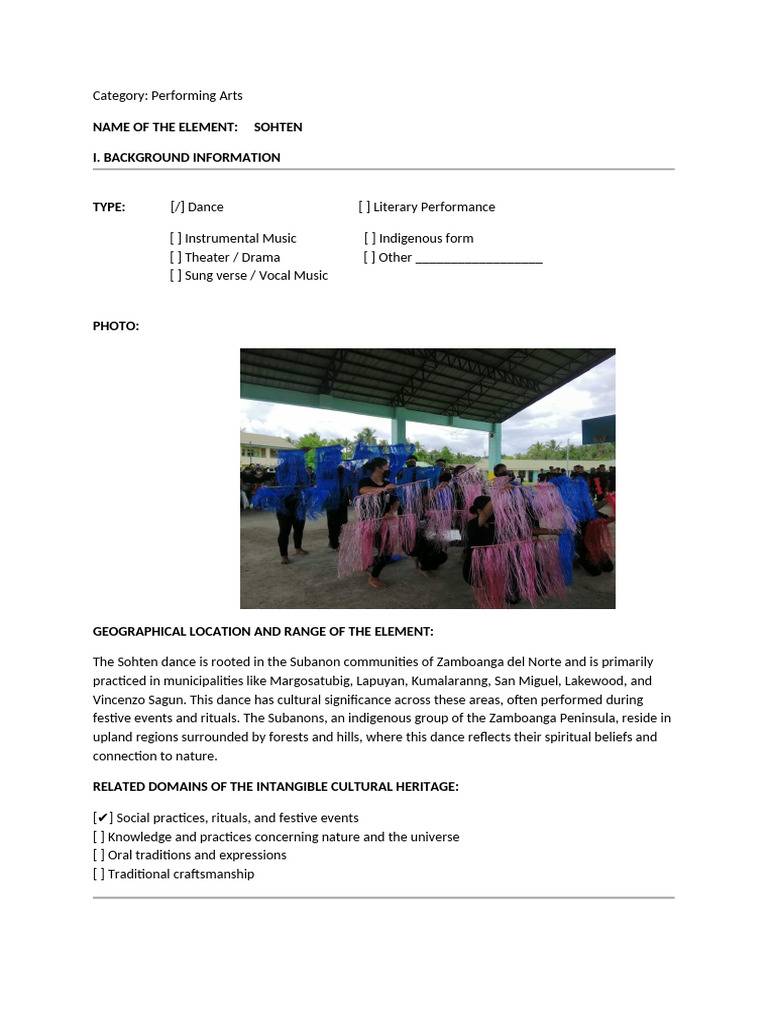 Sohten Dance: Subanon Cultural Heritage | PDF | Dances | Cultural ...