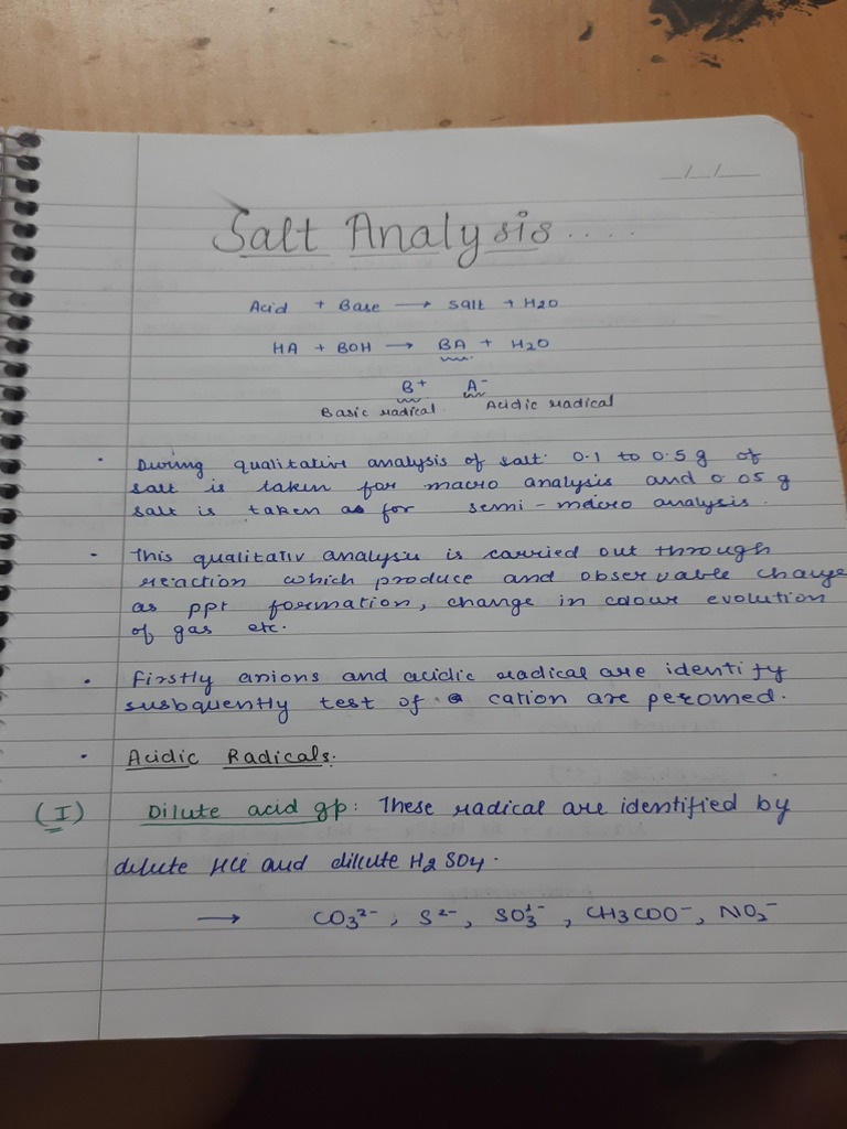 Salt Anysis Notes | PDF