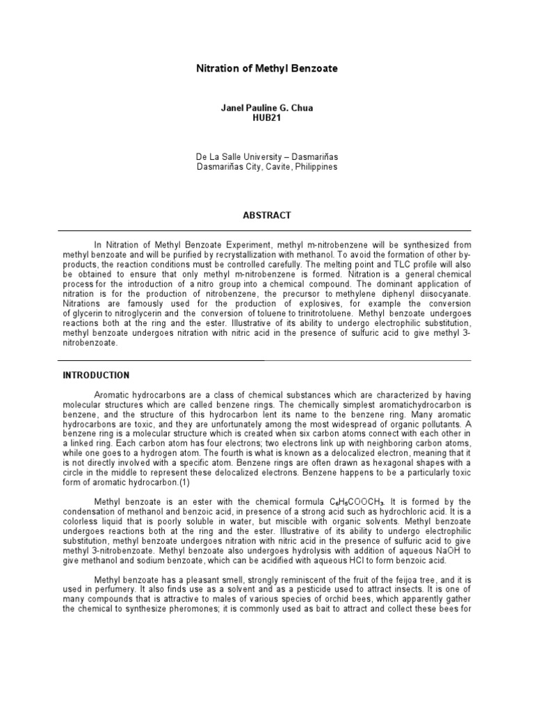 Nitration of methyl benzoate lab picture