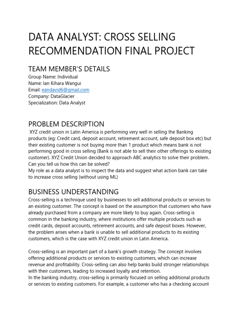 Enhancing Cross-Selling in Banking | PDF | Banks | Data Analysis