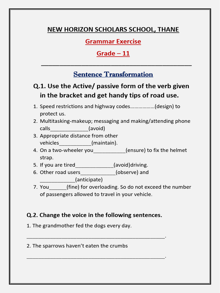 Grade 11 Grammar Exercises and Answers | PDF | Verb | Grammatical Tense