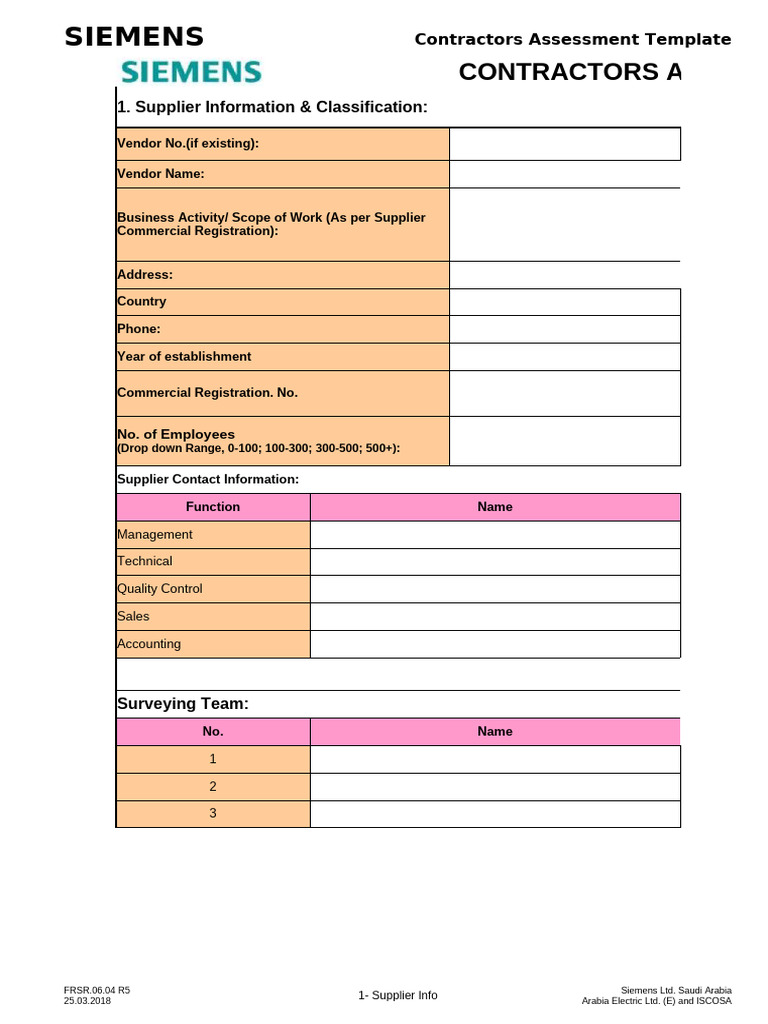 ContractorsAssessmentTemplate HighRisk | PDF | Occupational Safety And ...
