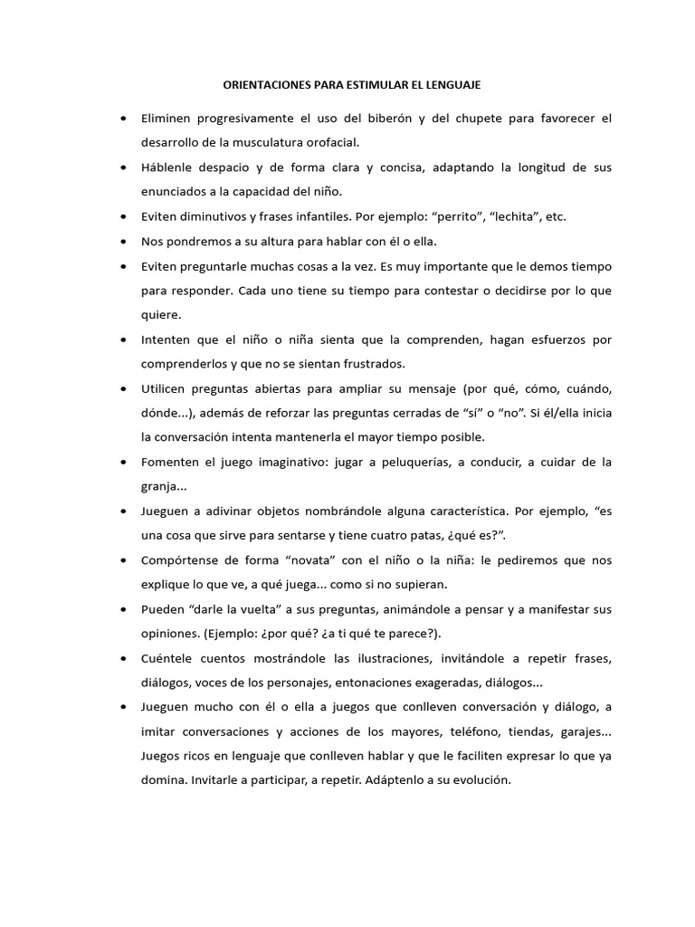 Estrategias para Estimular el Lenguaje Infantil | PDF | Salud y bienestar