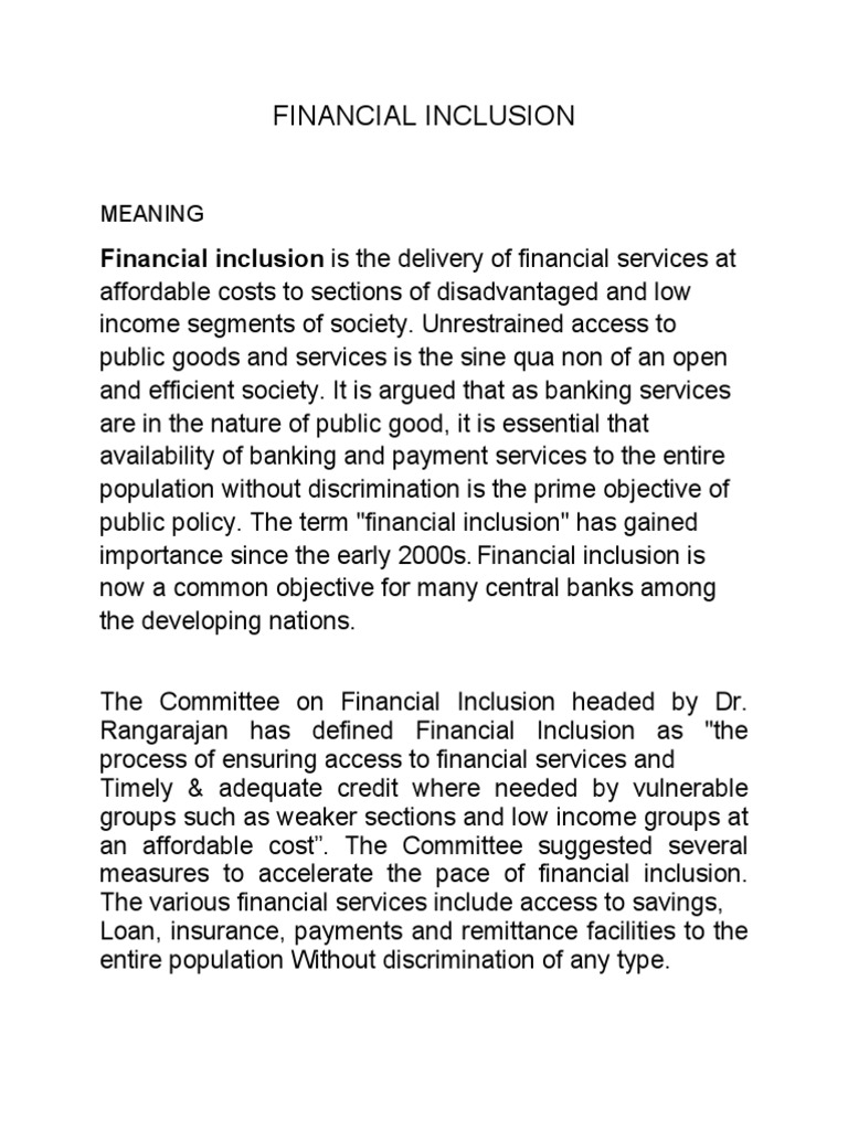Understanding Financial Inclusion Basics | PDF | Finance & Money Management