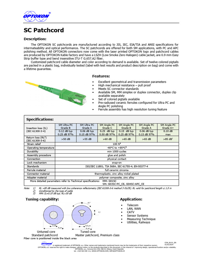 Fiber Optic Patchcord Guide | PDF | Telecommunications Equipment ...