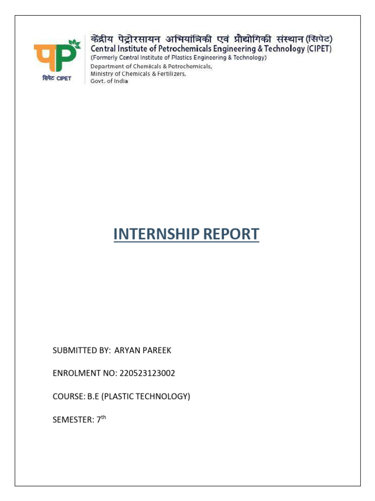 Internship Report by Aryan Pareek | PDF | Thermoplastic | Plastic
