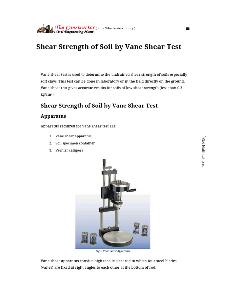 Vane Shear Test | PDF | Soil Mechanics | Screw