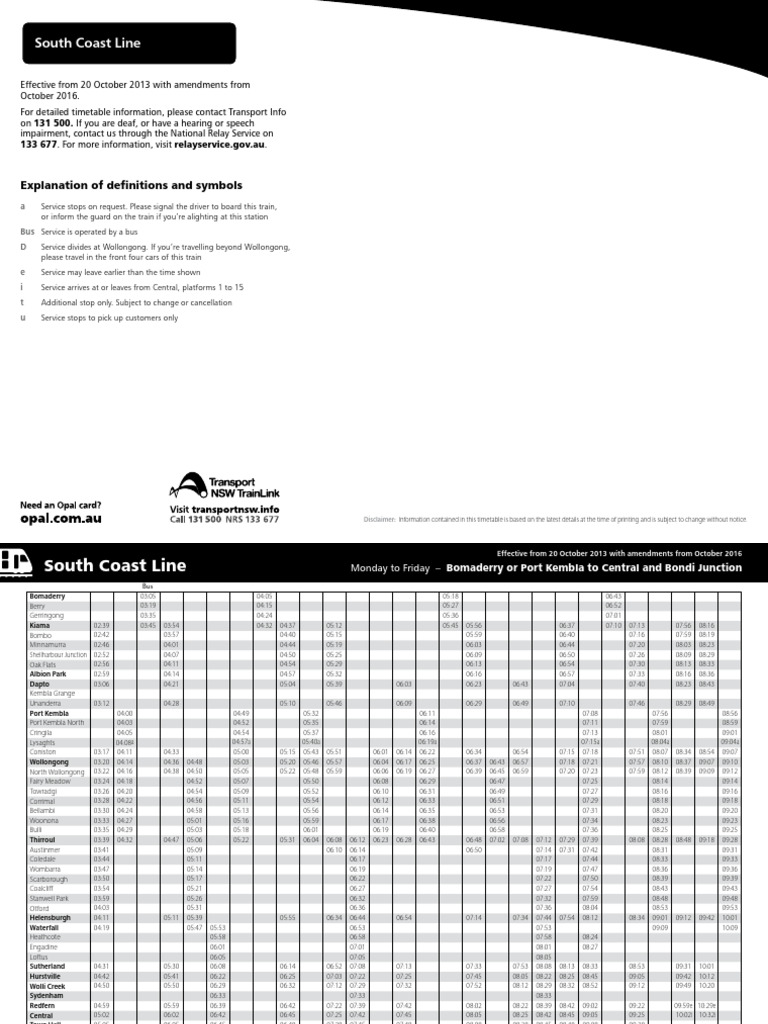 South Coast Train Timetable Guide | PDF | Transport | Public Transport