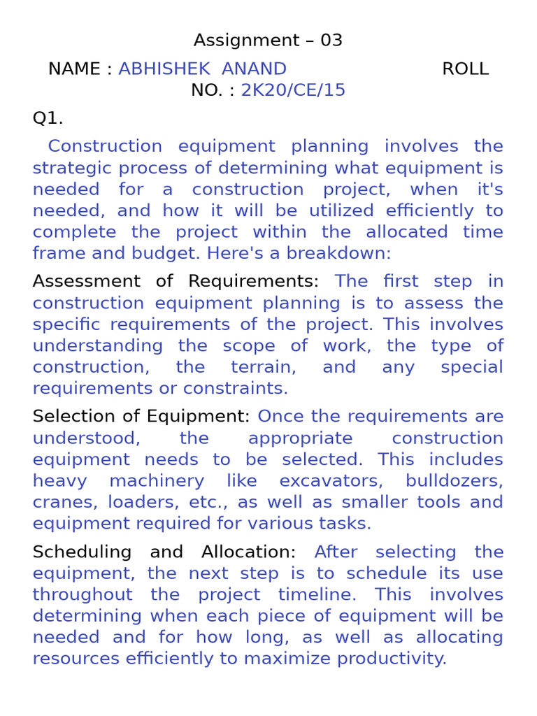 Assignment 3 CPM | PDF | Concrete | Crane (Machine)