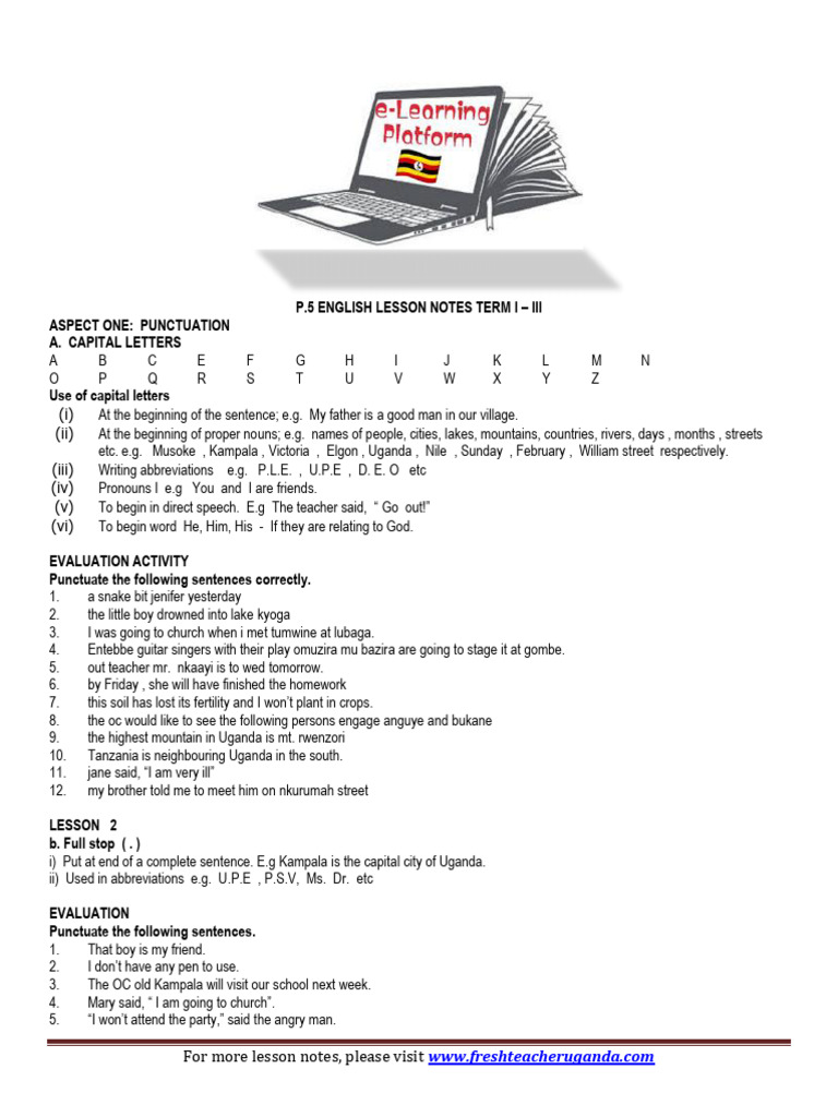 P.5 English Lesson Notes Terms I - III | PDF | Adverb | Grammatical Gender