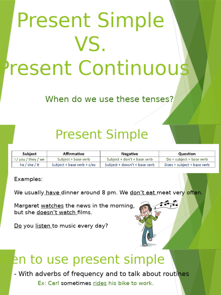 Present Simple vs Continuous Tenses Guide | PDF