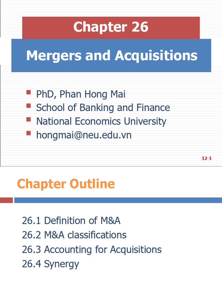Handout - Chapter 26 - M - A - 8.2024 | PDF | Mergers And Acquisitions ...