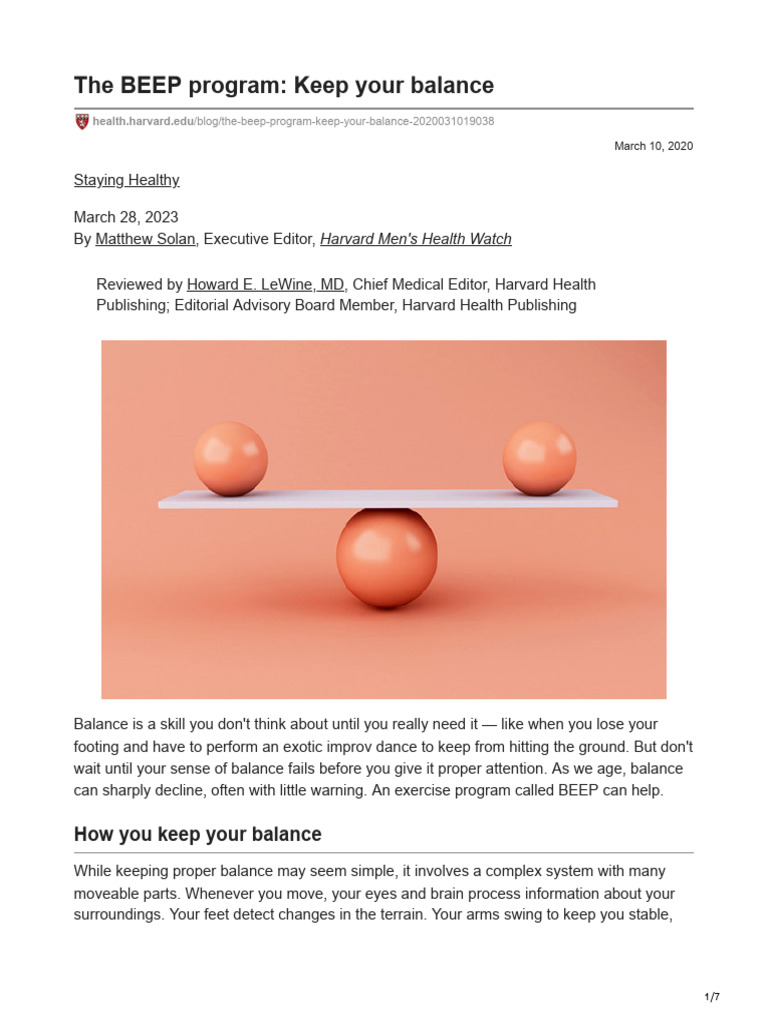 BEEP Program: Enhance Your Balance | PDF | Wellness