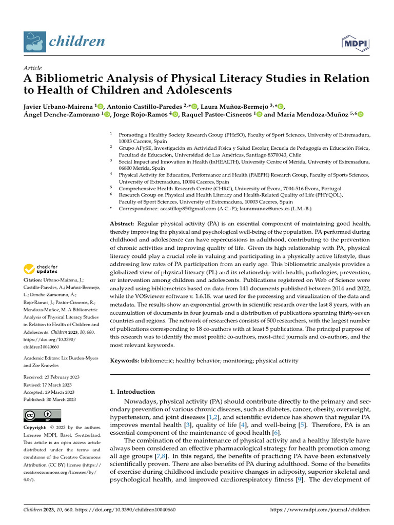 A Bibliometric Analysis of PL Studies in Relation To Health | PDF ...