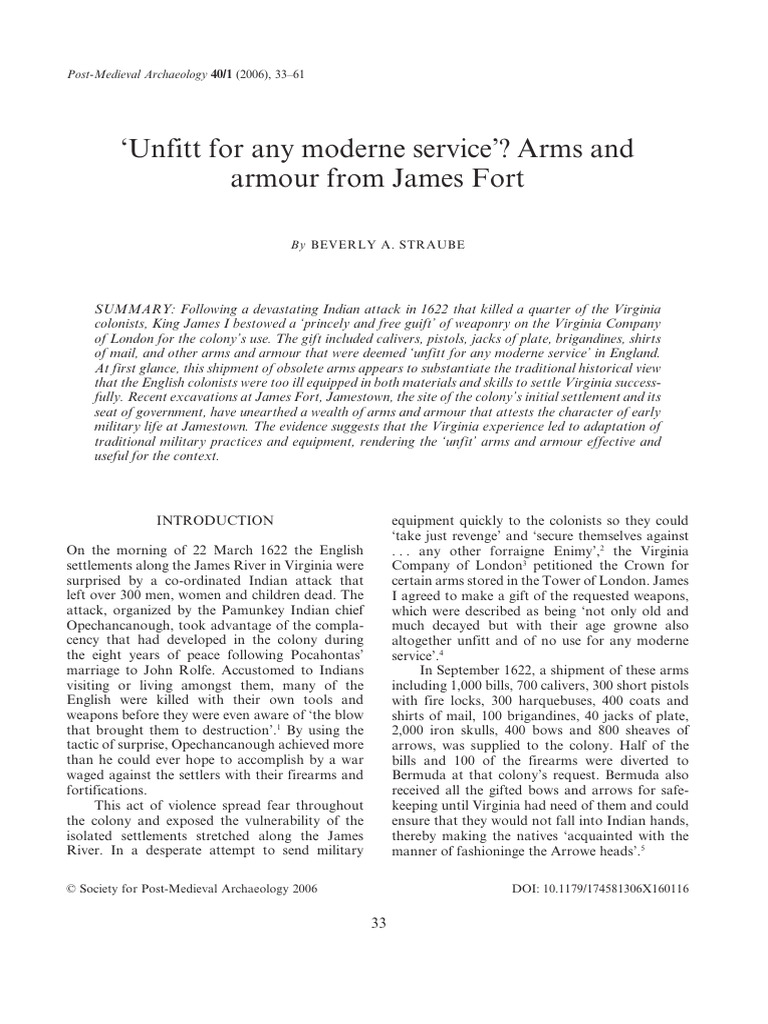 Unfitt For Any Moderne Service Arms and | PDF | Sword
