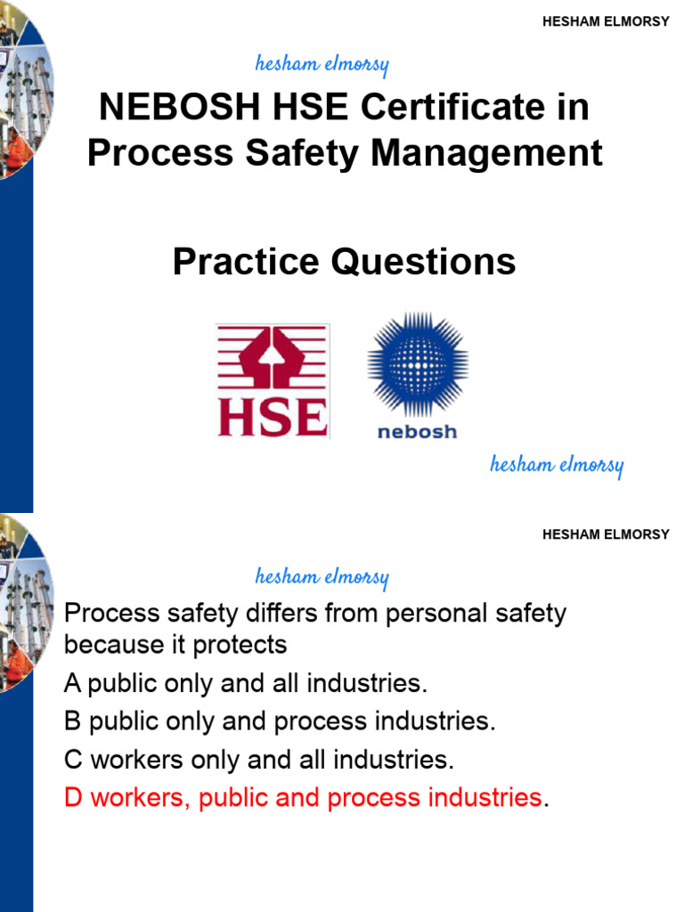 NEBOSH PSM Level 4 Practice Questions | PDF | Fires | Safety
